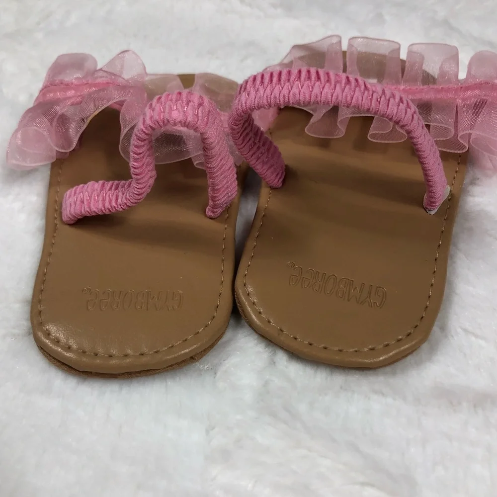 Gymboree Pink Tulle Flip Flops size 2 - Picture 7 of 11